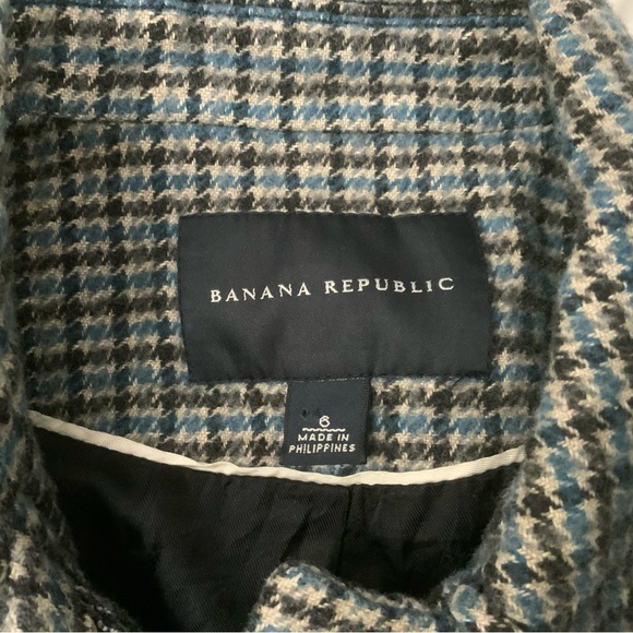 Banana Republic Womens Sz 6 Linen Wool Blend Blazer Houndstooth 
Brown Blue Tan - Picture 8 of 15